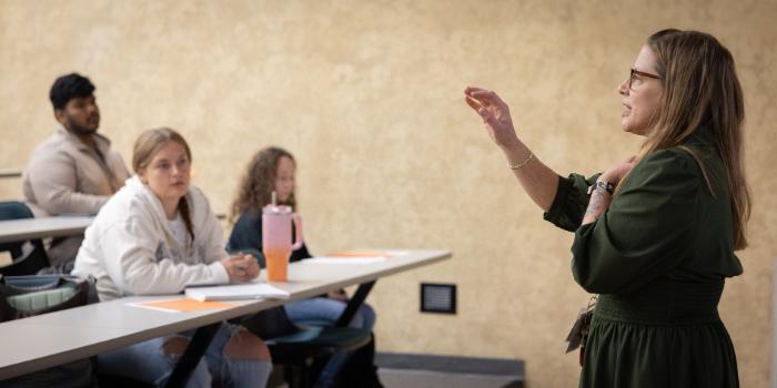 Faculty member teaching in classroon